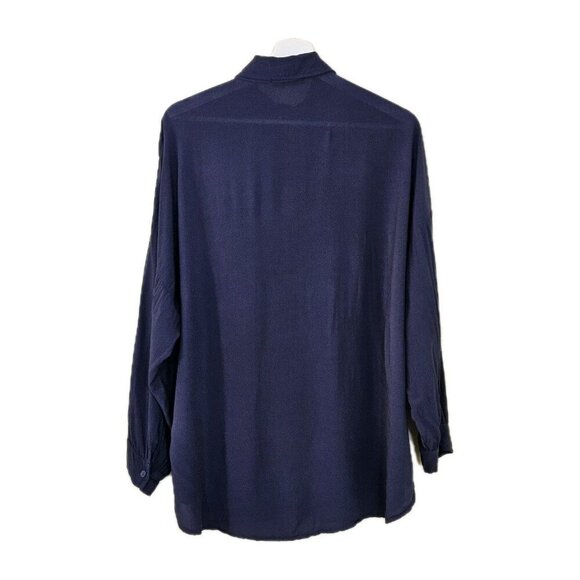 Lola Made In Italy Top Womens S Navy Buttons LS Lightweight Oversized Viscose - Picture 15 of 15